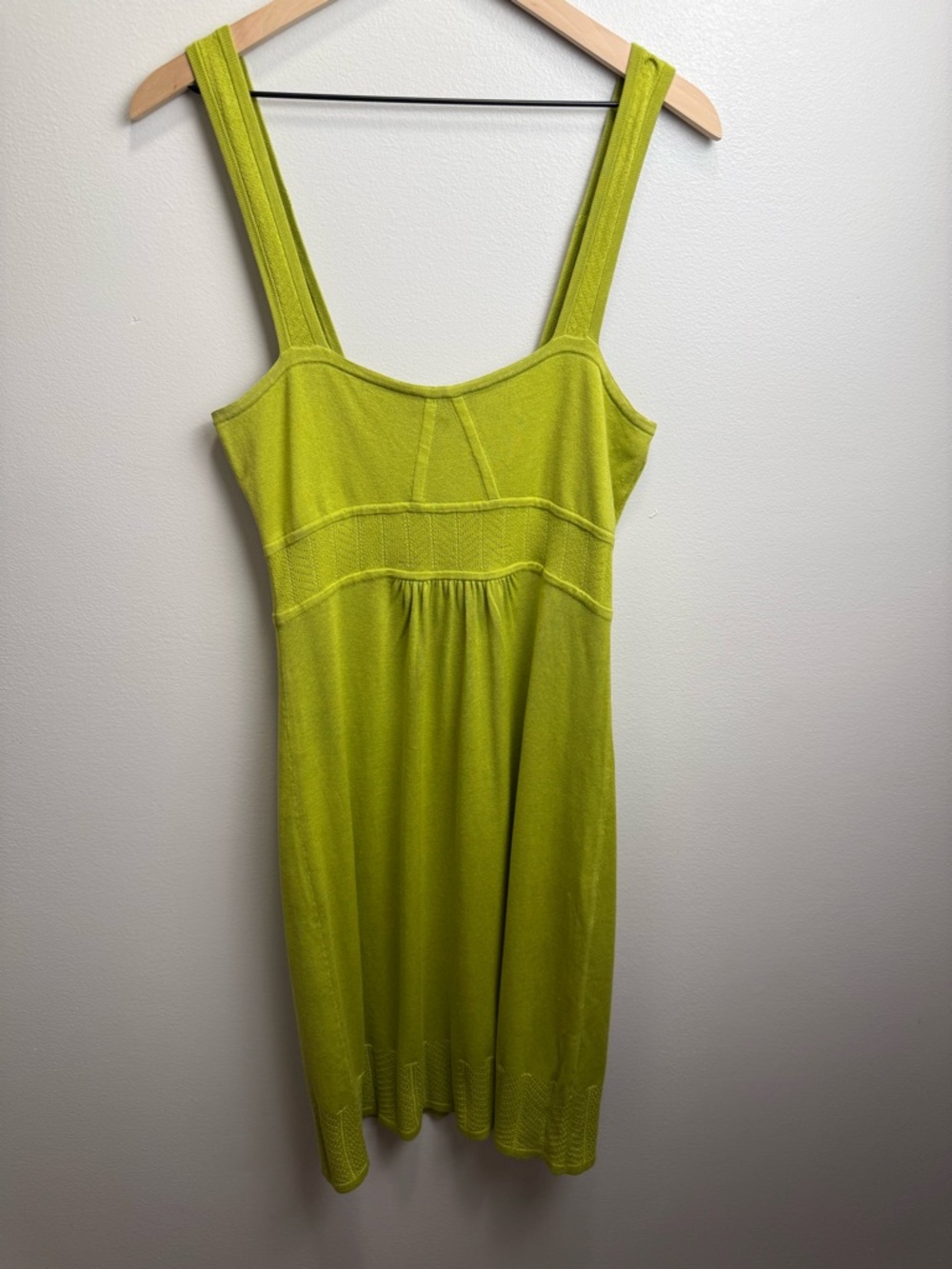 Badgley Mischka Lime Green Sleeveless Mini Dress Size M Silk Cotton Blend